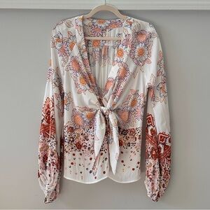 FREE PEOPLE Paisley Tie Front Blouse